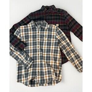 Lot of 2 Men's Carhartt Cotton Button Ups Long Sleeve